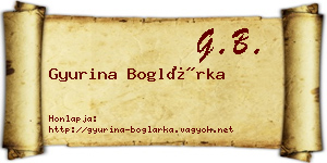 Gyurina Boglárka névjegykártya