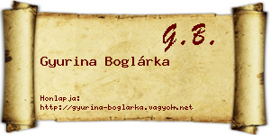 Gyurina Boglárka névjegykártya